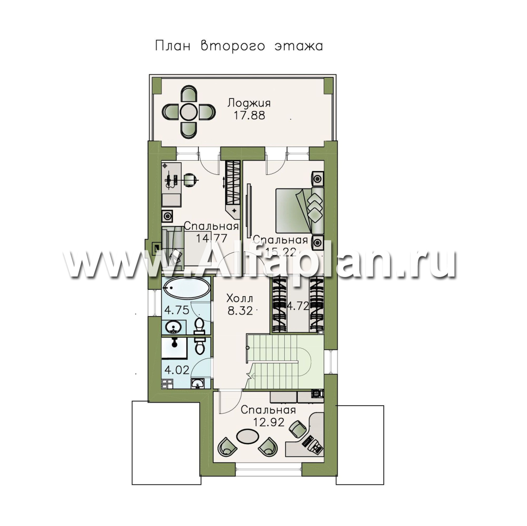 Проекты домов Альфаплан - «Одетта»- компактный дом для узкого участка - план проекта №2