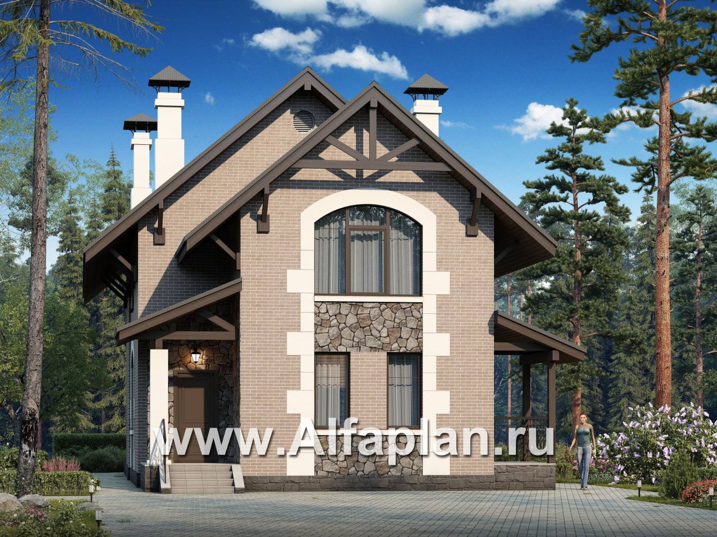 Проекты домов Альфаплан - «Одетта»- компактный дом для узкого участка - основное изображение