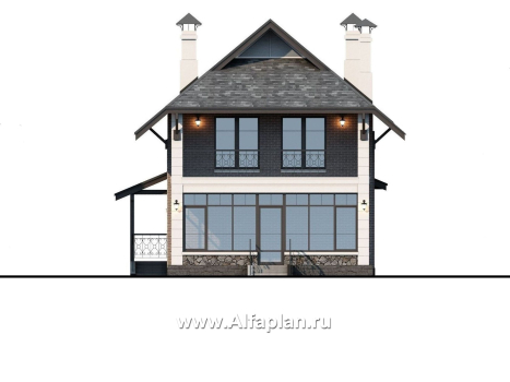 Проекты домов Альфаплан - «Одетта»- компактный дом для узкого участка - превью фасада №4