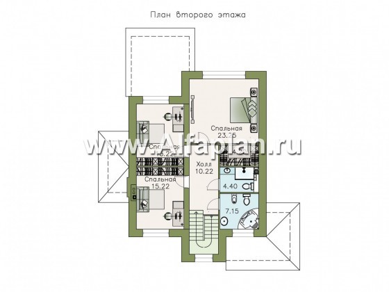 Проекты домов Альфаплан - «Снежная страна» - изящный коттедж с террасами - превью плана проекта №2