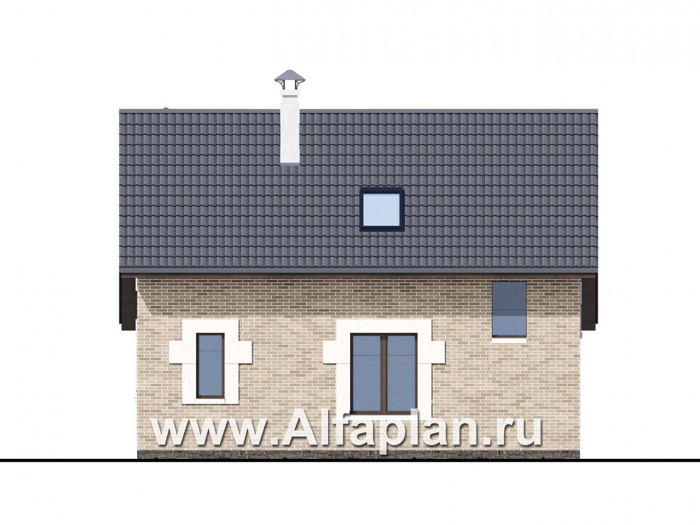 Проекты домов Альфаплан - Компактный дом с мансардой и большой террасой - изображение фасада №4
