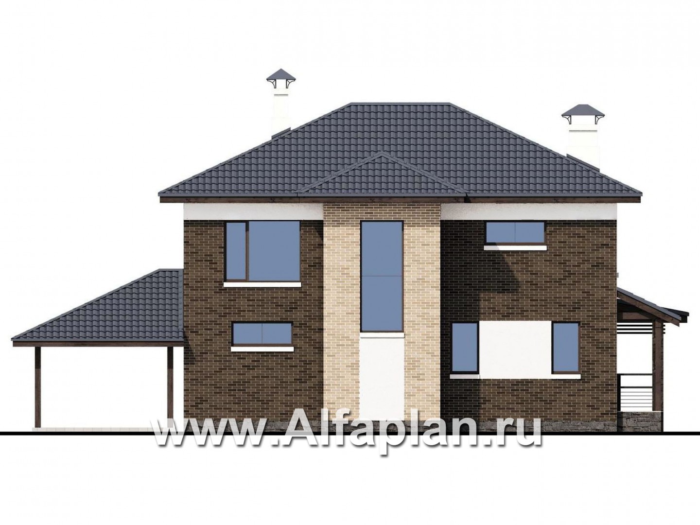 Проекты домов Альфаплан - «Высокий горизонт» - идеальный план дома на 150 квадратов - изображение фасада №4
