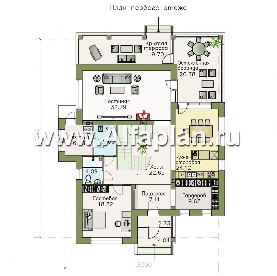 Проекты домов Альфаплан - «Орлов» - классический комфортабельный коттедж - план проекта №1