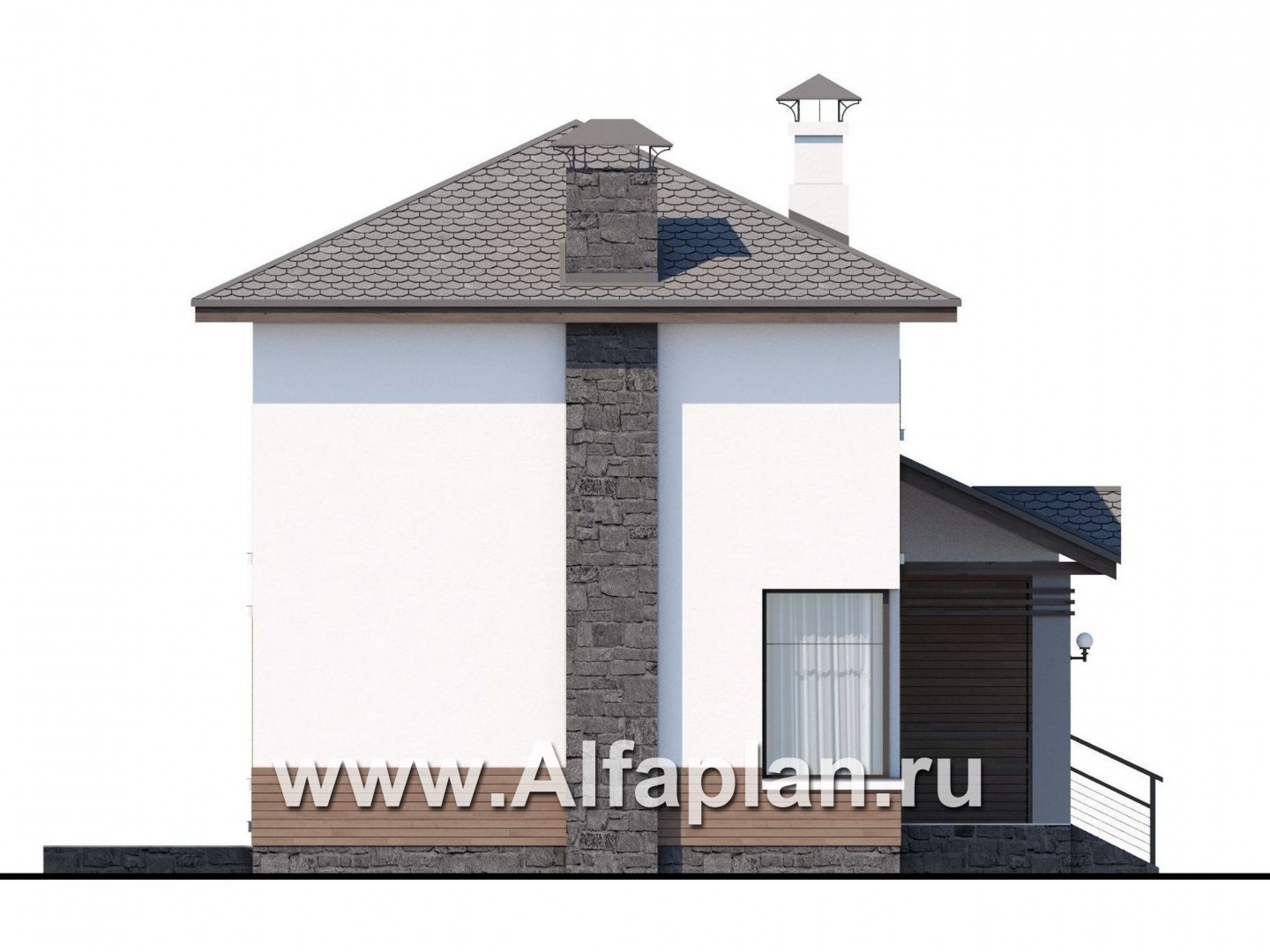 Проекты домов Альфаплан - Двухэтажный дом из кирпича «Карат» - изображение фасада №3