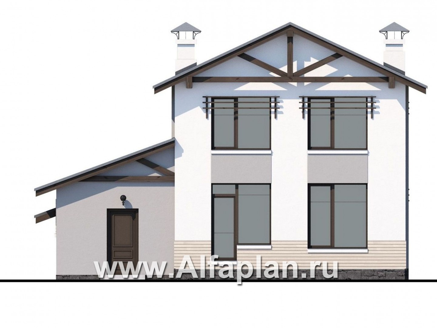 Проекты домов Альфаплан - «Солнечный» - современный, компактный и комфортный дом - изображение фасада №4