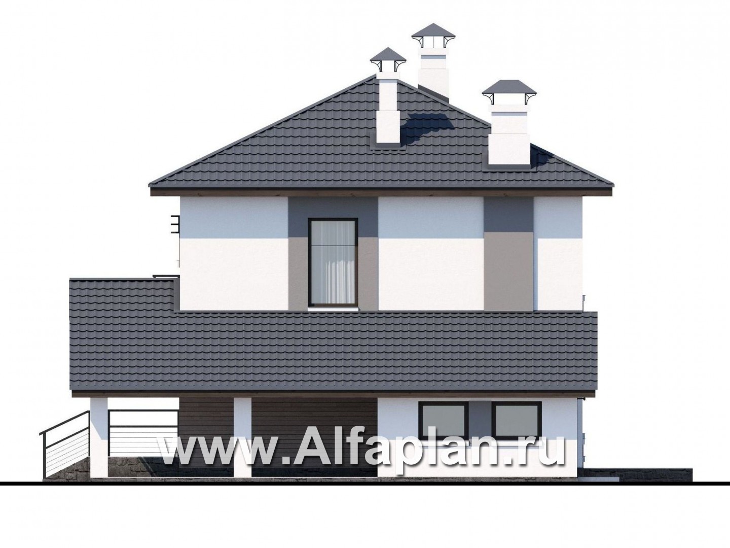 Проекты домов Альфаплан - «Смарт»- удобный двухэтажный дом - изображение фасада №2