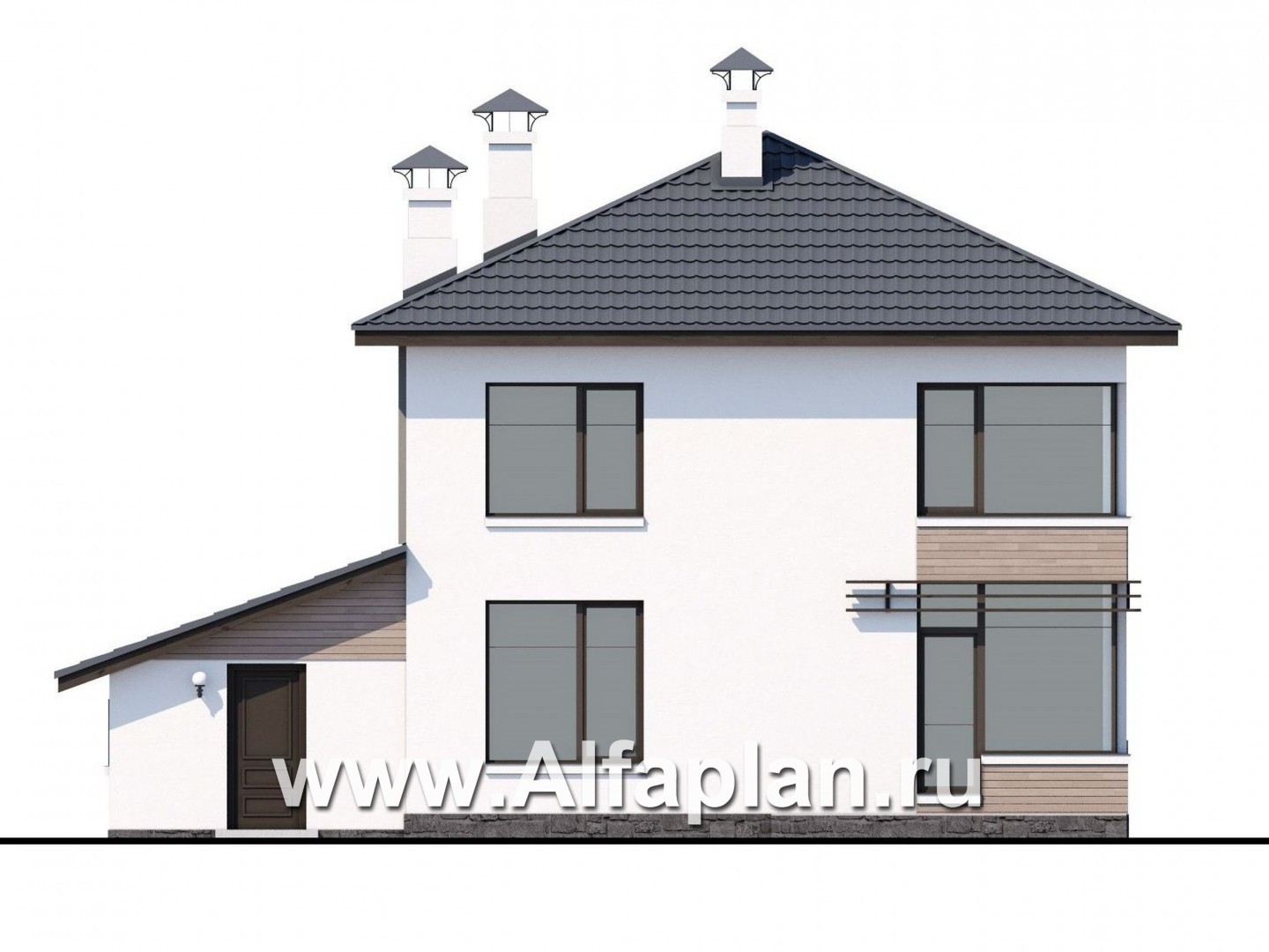 Проекты домов Альфаплан - «Смарт»- удобный двухэтажный дом - изображение фасада №4