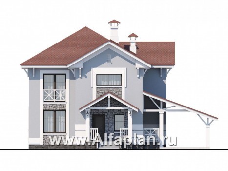 Проекты домов Альфаплан - «Линия жизни» - удобный дом для небольшой семьи - превью фасада №1