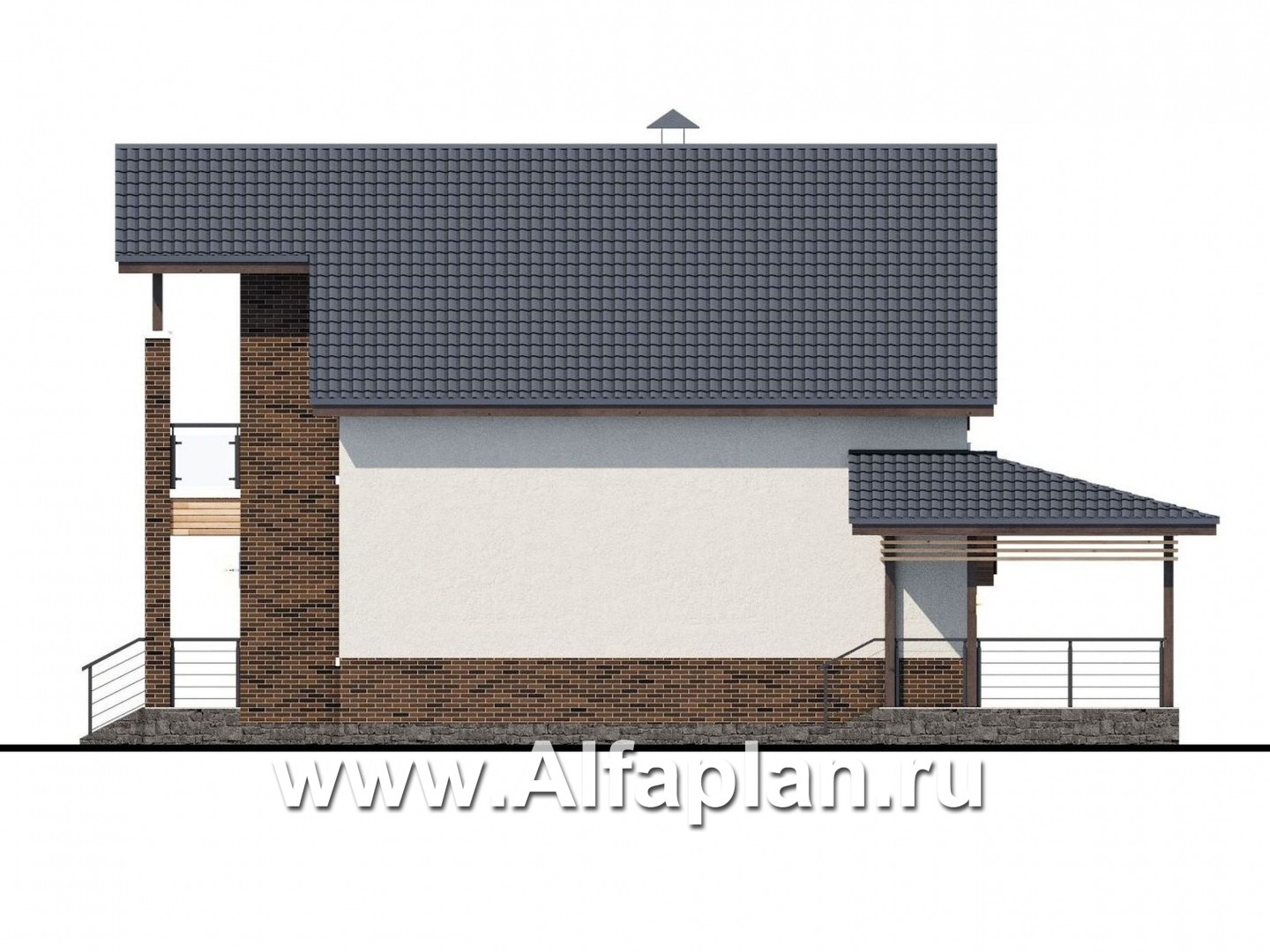 Проекты домов Альфаплан - «Галс» - двухэтажный коттедж со вторым светом и гаражом - изображение фасада №2