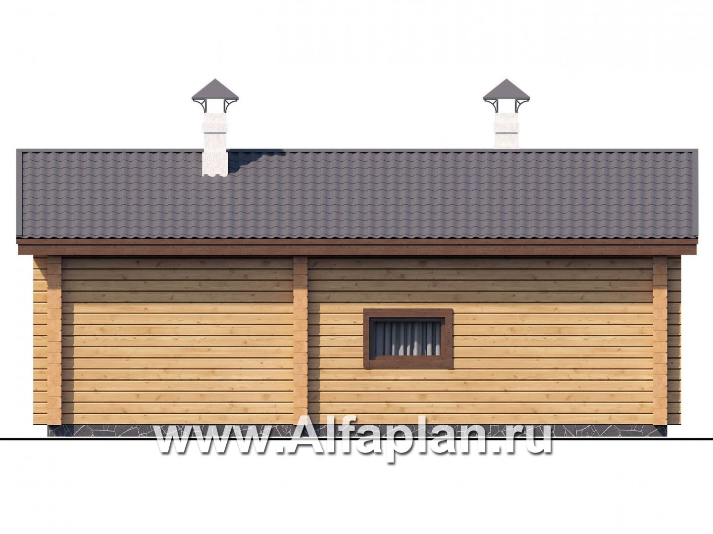 Проекты домов Альфаплан - Баня из клееного бруса с красивым эркером - изображение фасада №4