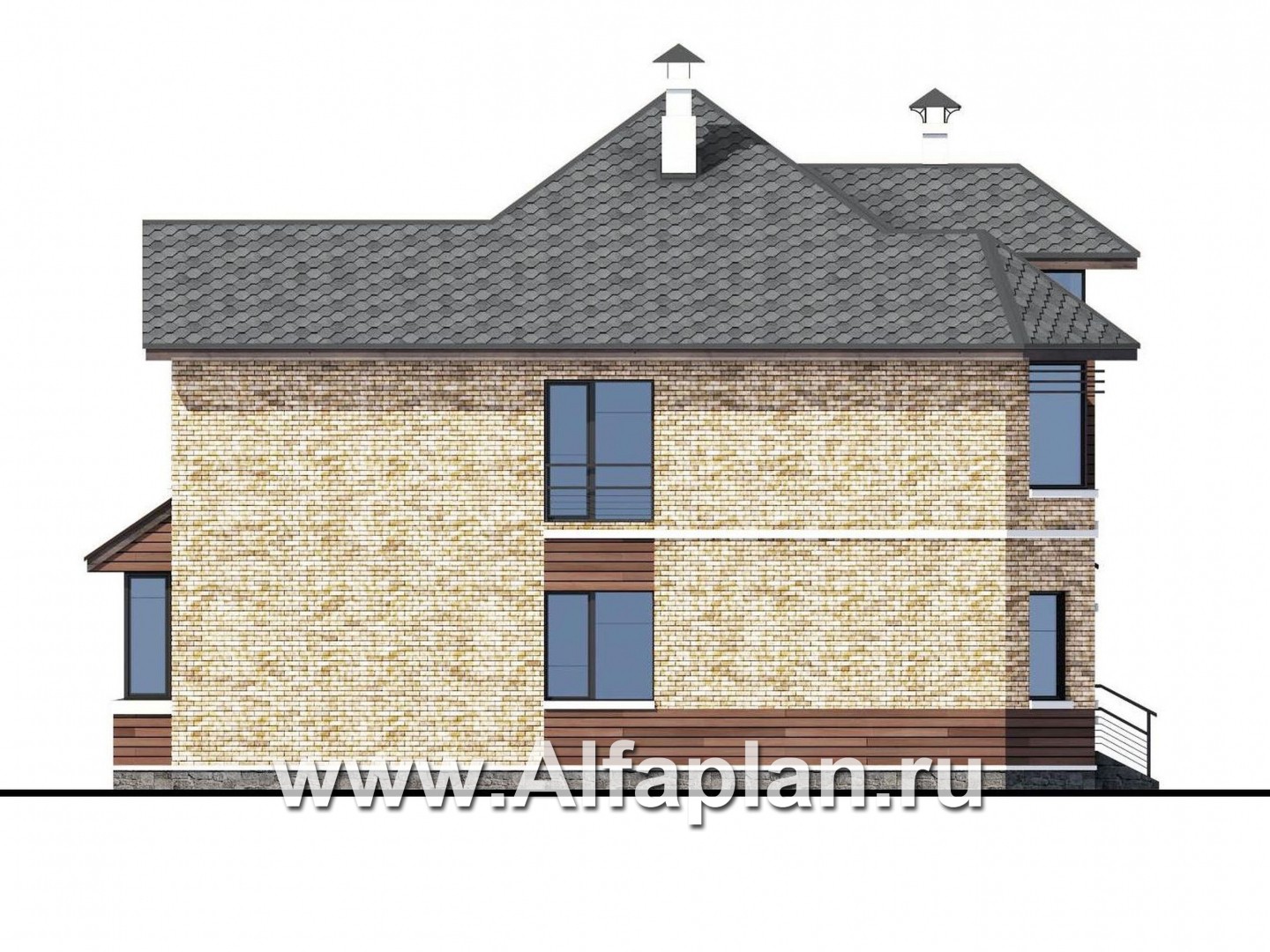 Проекты домов Альфаплан - Проект эксклюзивного двухэтажного дома - изображение фасада №3