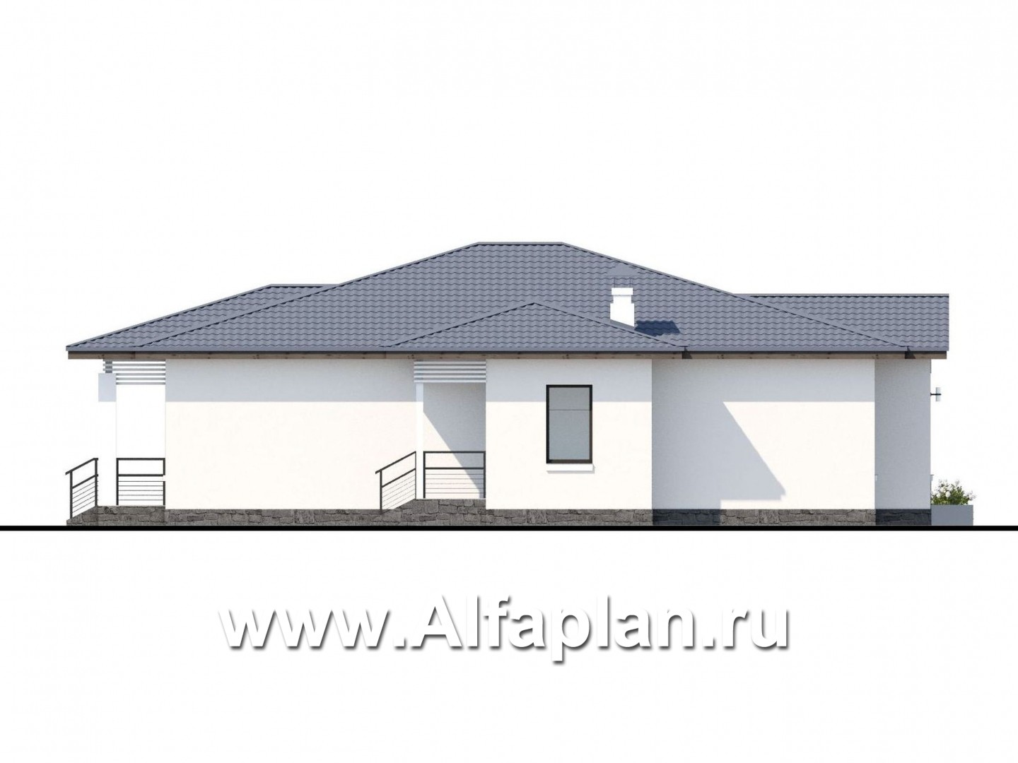 Проекты домов Альфаплан - «Калипсо» - комфортабельный одноэтажный дом c террасой - изображение фасада №2