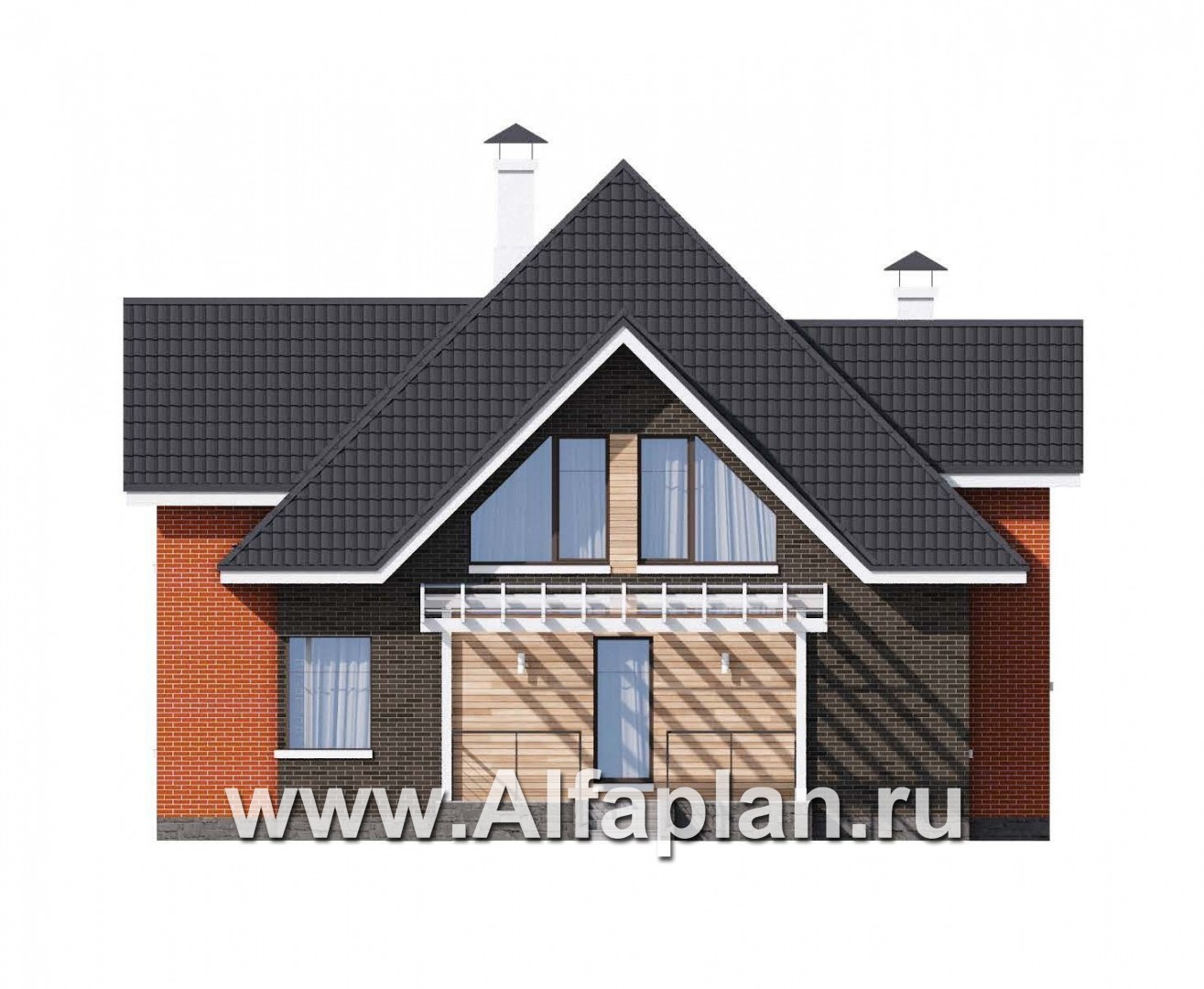 Проекты домов Альфаплан - «Альтаир» - современный мансардный дом - изображение фасада №2