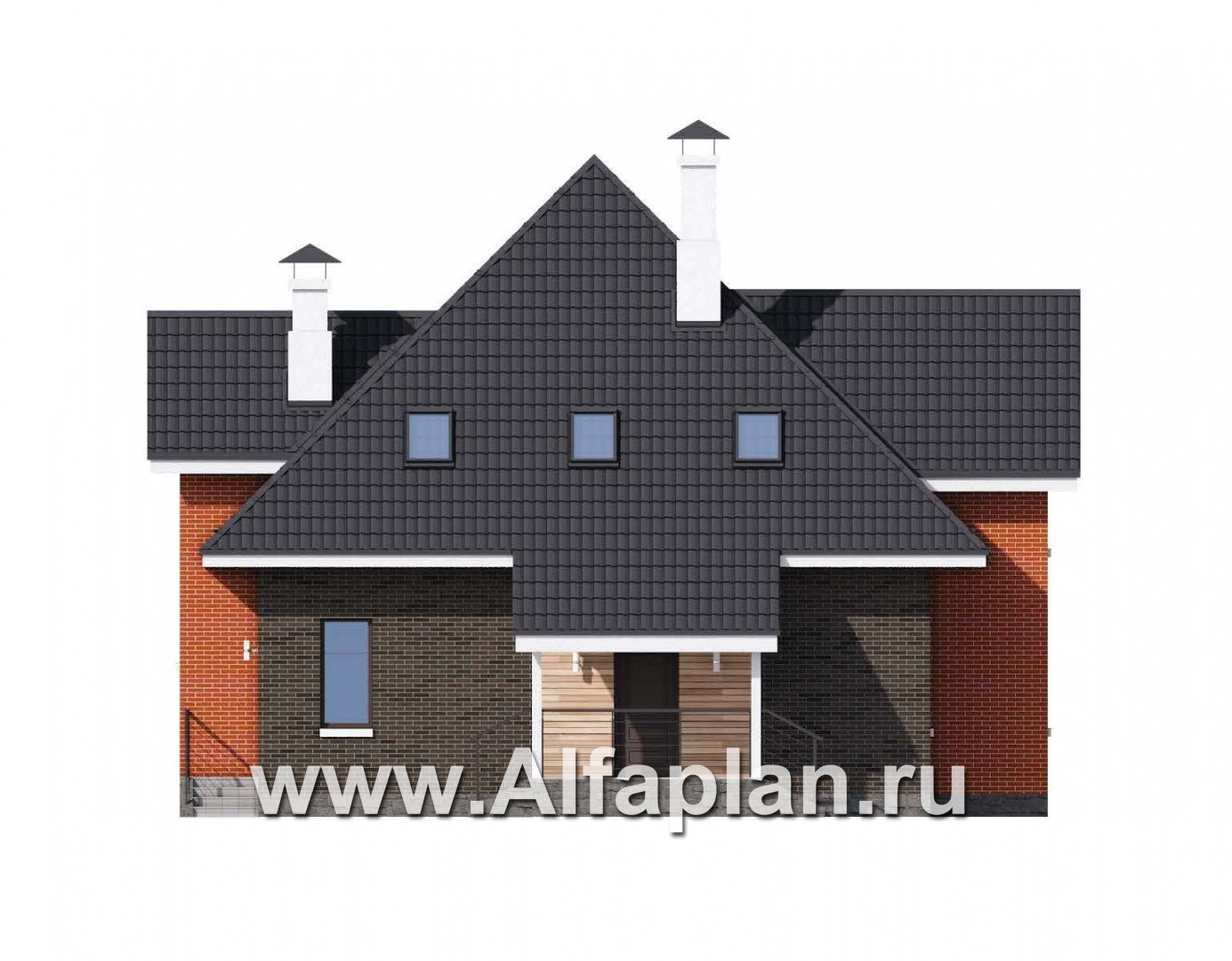 Проекты домов Альфаплан - «Альтаир» - современный мансардный дом - изображение фасада №3