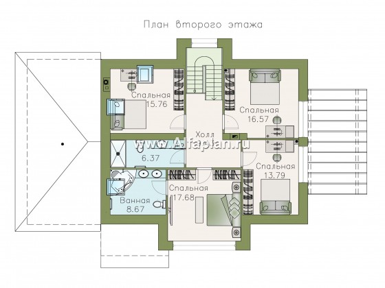 Проекты домов Альфаплан - «Домик в Коломне» - уютный дом с мансардой и гаражом - превью плана проекта №2