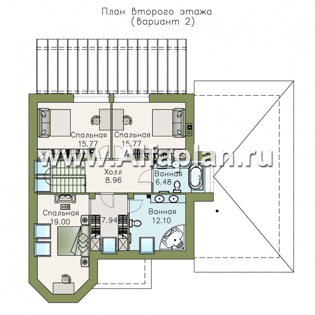 Проекты домов Альфаплан - «Капелла» - современный мансардный дом - план проекта №3