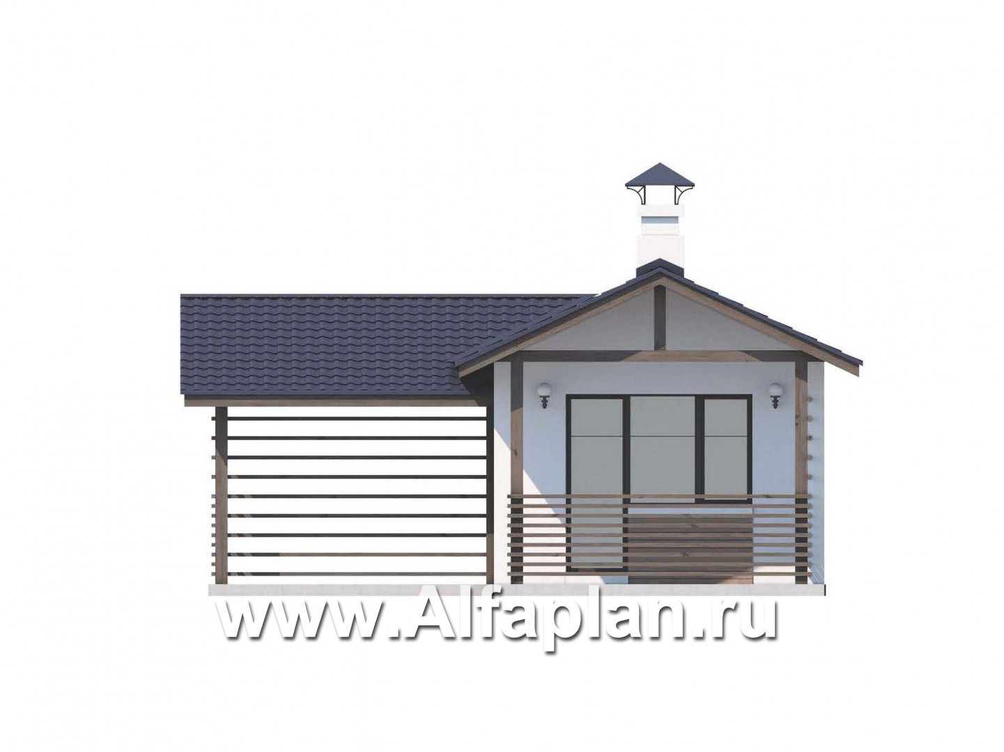 Проекты домов Альфаплан - Блок SPA с навесом для машины для небольшой усадьбы - изображение фасада №4