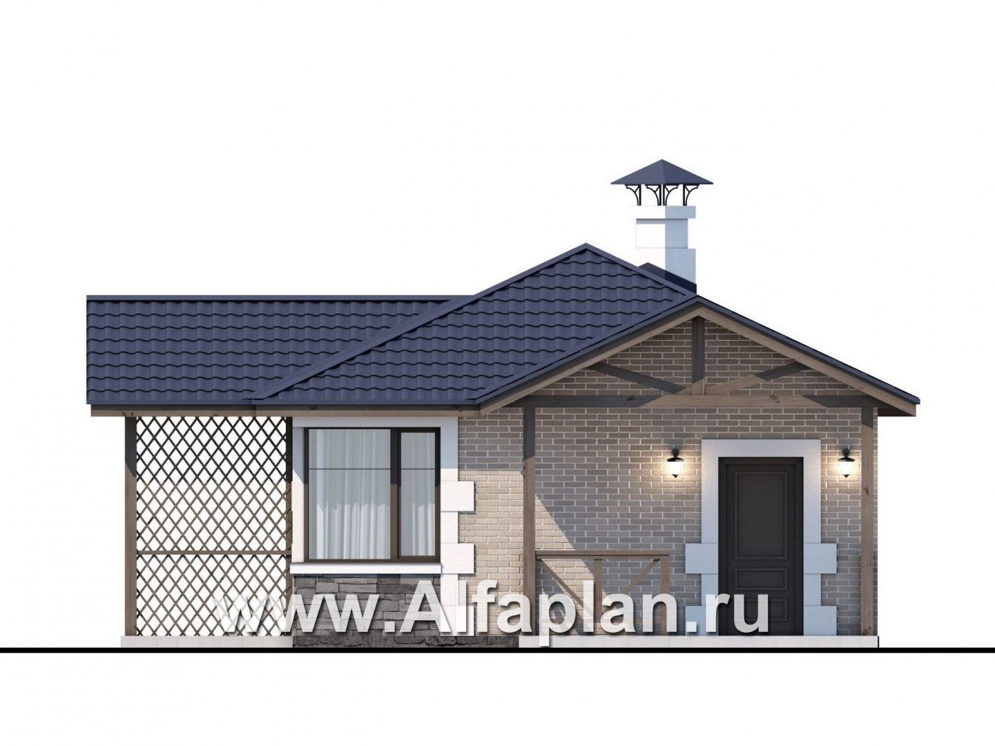 Проекты домов Альфаплан - Удобная и красивая  угловая баня - изображение фасада №1