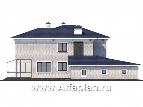 Проекты домов Альфаплан - «Меньшиков» - респектабельный особняк с гаражом - превью фасада №3