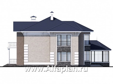 «Шереметьев» - проект двухэтажного дома, с террасой,вилла в стиле эклектика - превью фасада дома
