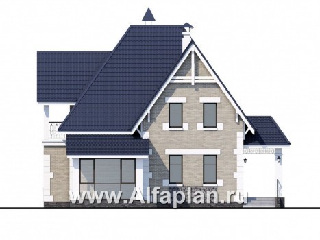 «Золушка» - проект дома с мансардой, с террасой, в стиле Петровское барокко - превью фасада дома