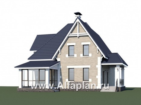 «Золушка» - проект дома с мансардой, с террасой, в стиле Петровское барокко - превью дополнительного изображения №1