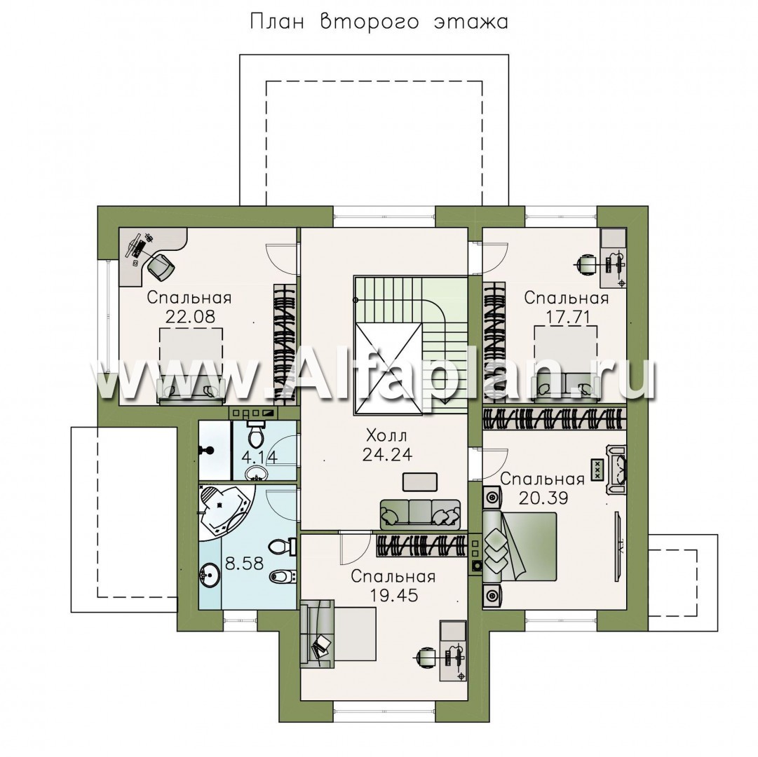 Проекты домов Альфаплан - «Диадема» - респектабельный коттедж в классическом стиле - изображение плана проекта №2