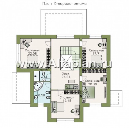 Проекты домов Альфаплан - «Диадема» - респектабельный коттедж в классическом стиле - превью плана проекта №2