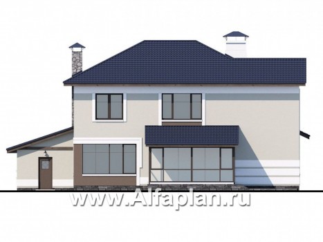 Проекты домов Альфаплан - «Диадема»- респектабельный коттедж с большим гаражом - превью фасада №4
