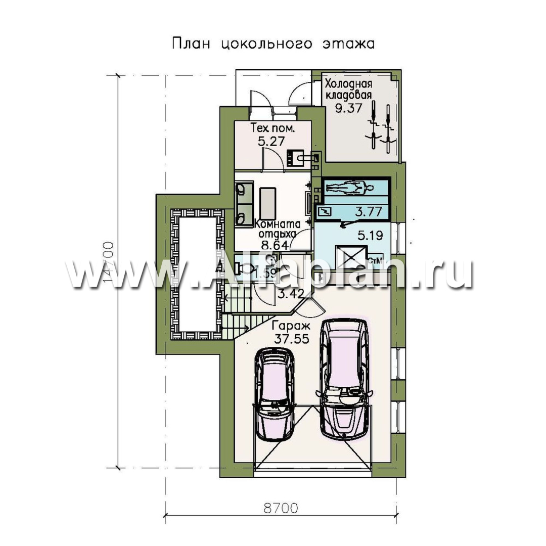 Проекты домов Альфаплан - «Эврика!» - удобный дом из блоков или кирпичей для маленького участка - план проекта №1