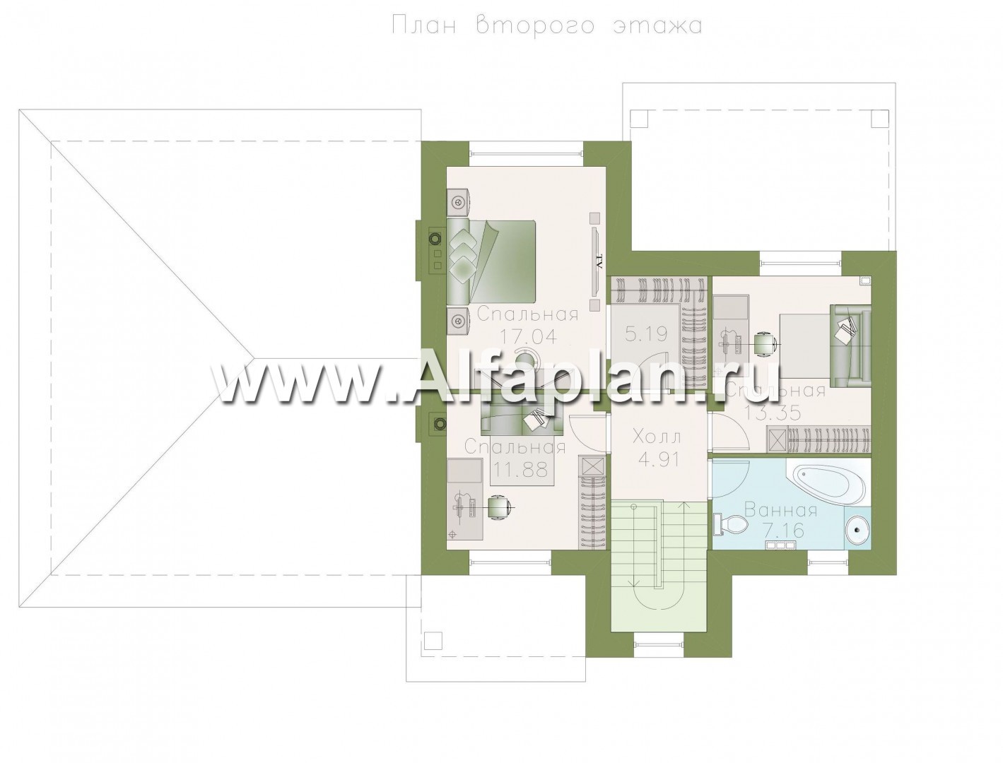 Проекты домов Альфаплан - «Виконт»- двухэтажный дом с большим гаражом и отличной планировкой - изображение плана проекта №2