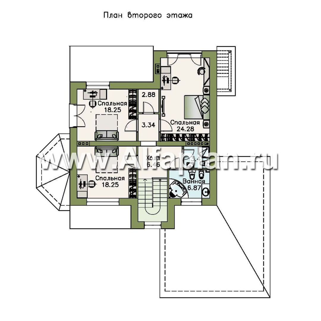 Проекты домов Альфаплан - «Маленький принц» - компактный коттедж с цокольным этажом и гаражом - изображение плана проекта №3