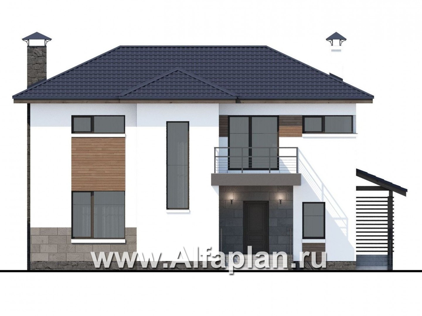 Проекты домов Альфаплан - «Мотивация успеха» - дом, обращенный  окнами в сад - изображение фасада №1