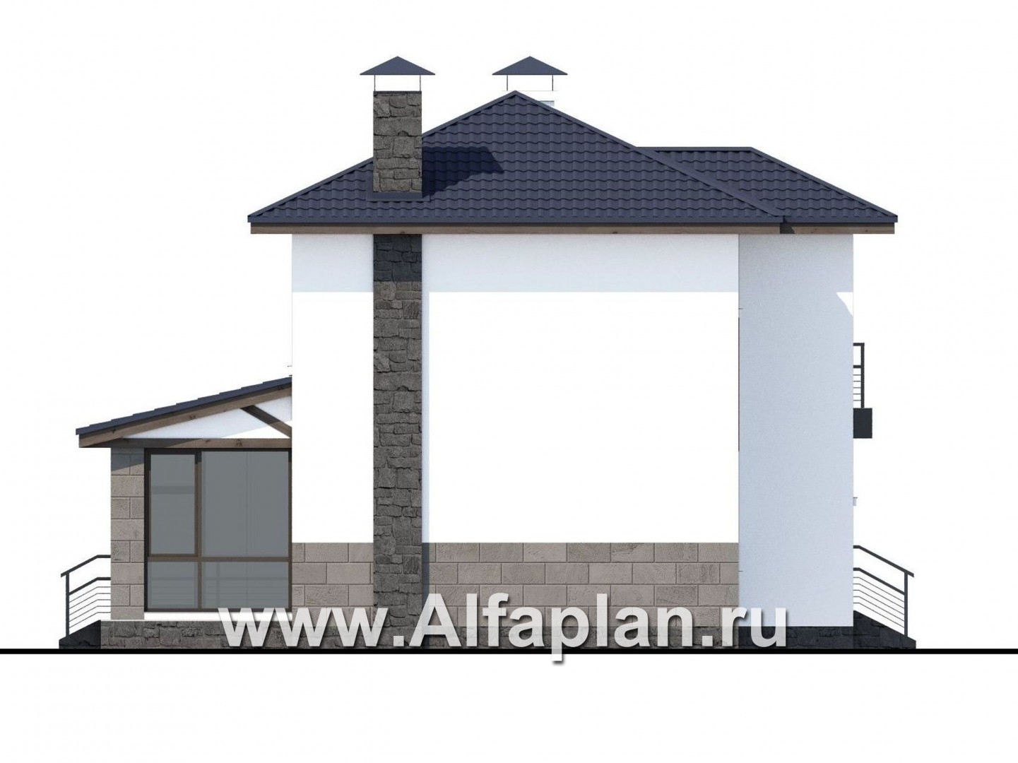 Проекты домов Альфаплан - «Мотивация успеха» - дом, обращенный  окнами в сад - изображение фасада №3