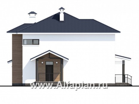 Проекты домов Альфаплан - «Эффект бабочки» - современный дом с верандой и террасой - превью фасада №3