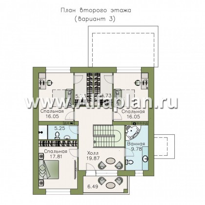 Проекты домов Альфаплан - «Седьмая высота» - комфортабельный дом с большой гостиной - превью плана проекта №4