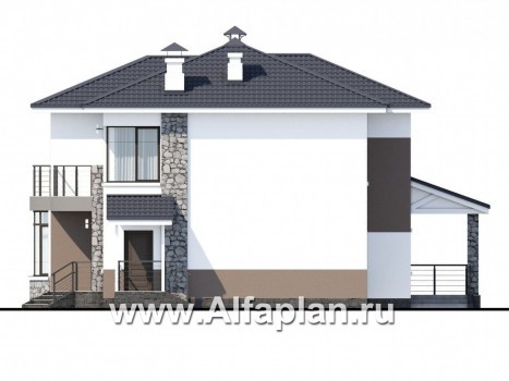 «Гедонист» -  проект двухэтажного дома с двусветной столовой, с террасой и балконом, в скандинавском стиле - превью фасада дома