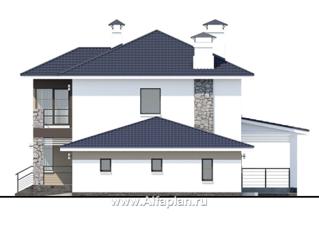 Проекты домов Альфаплан - «Лотос» - компактный современный двухэтажный дом с гаражом - превью фасада №2
