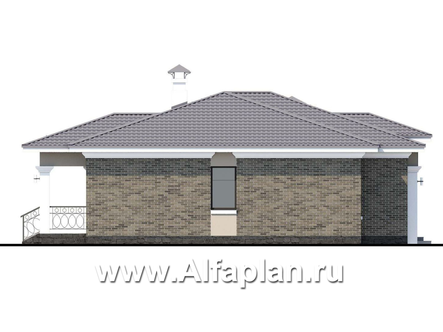 Проекты домов Альфаплан - «Жасмин» - одноэтажный дом в классическом стиле - изображение фасада №3