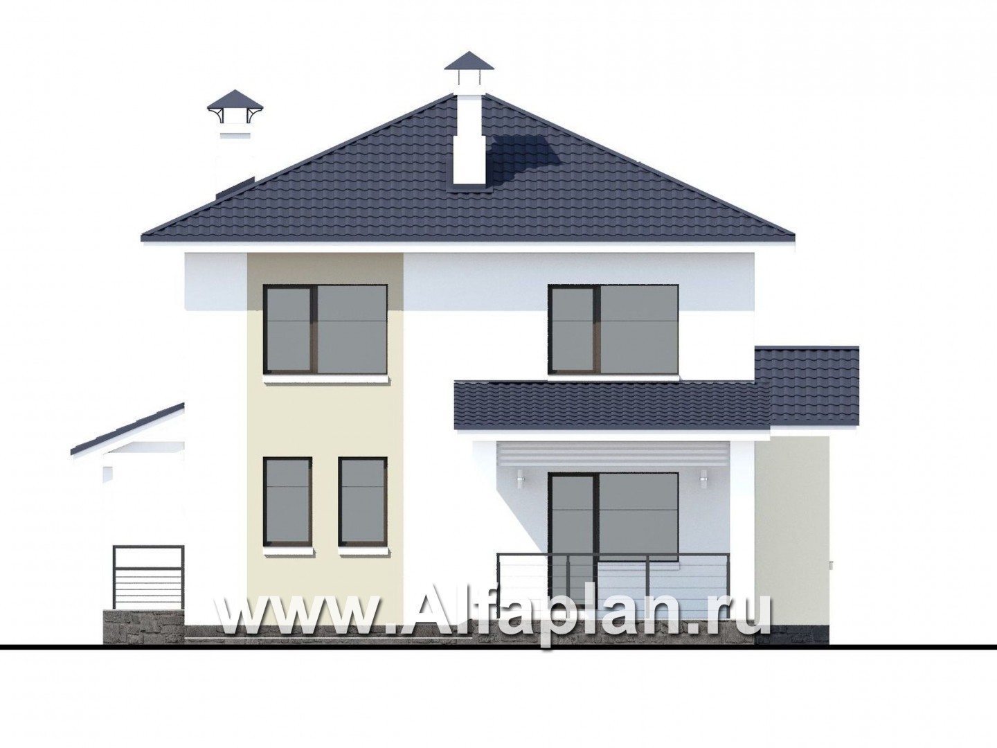 Проекты домов Альфаплан - «Лотос» - компактный современный двухэтажный дом - изображение фасада №4