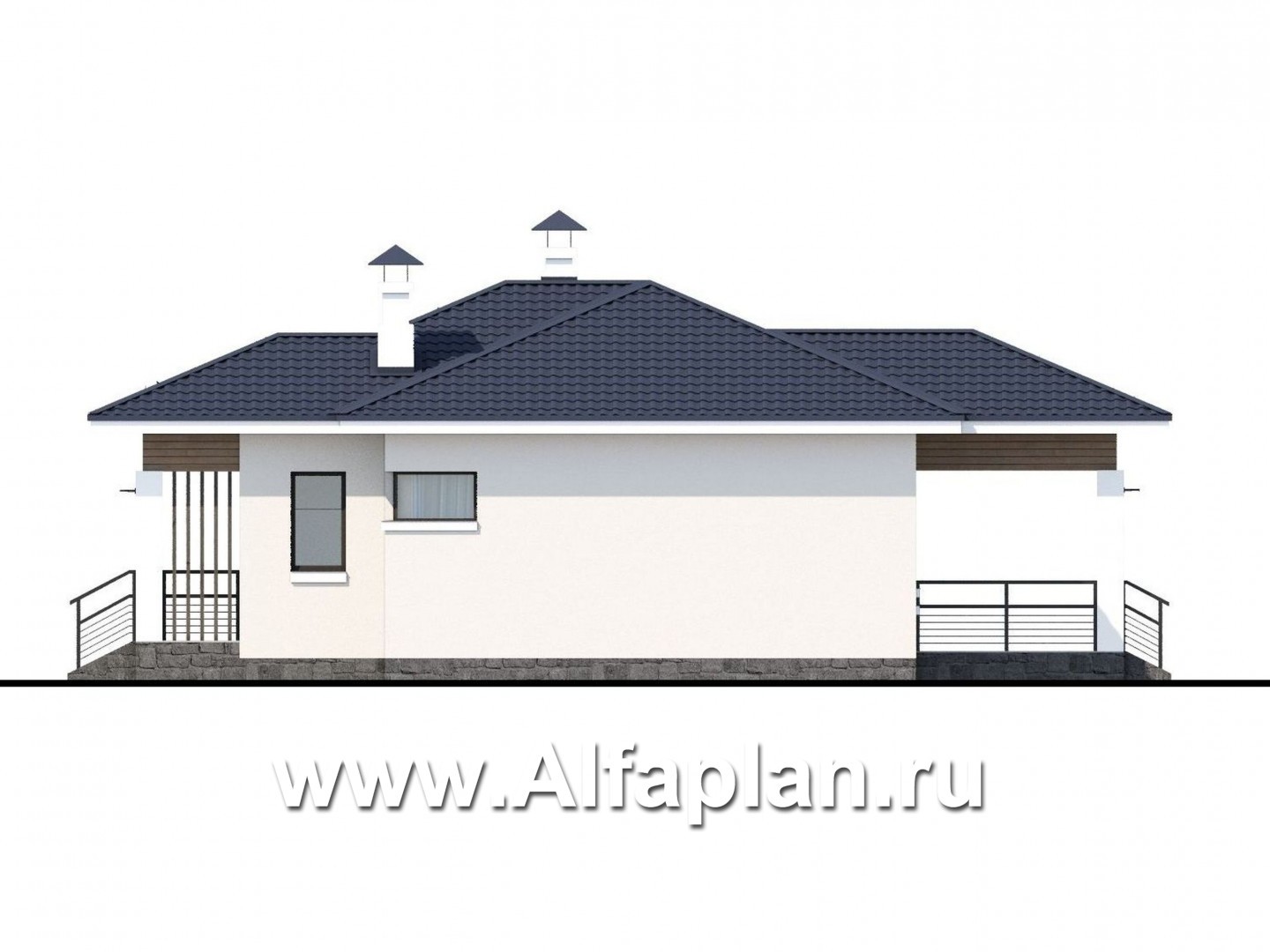 Проекты домов Альфаплан - «Безоблачный» - экономичный одноэтажный дом (дача) - изображение фасада №2