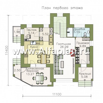 Проекты домов Альфаплан - «Высокий горизонт» - идеальный план дома на 150 квадратов - превью плана проекта №1
