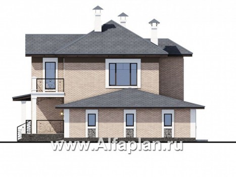 Проекты домов Альфаплан - «Модерн» - изящный коттедж с гаражом в стиле Серебряного века - превью фасада №2