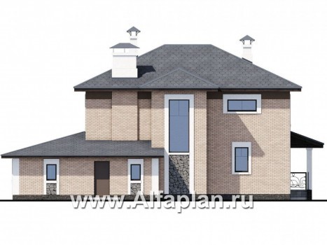 Проекты домов Альфаплан - «Модерн» - изящный коттедж с гаражом в стиле Серебряного века - превью фасада №4