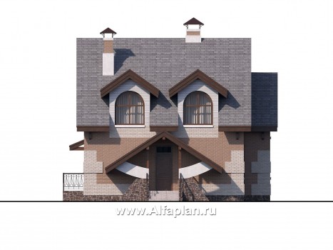 Проекты домов Альфаплан - «Улыбка» - компактный загородный дом - превью фасада №1