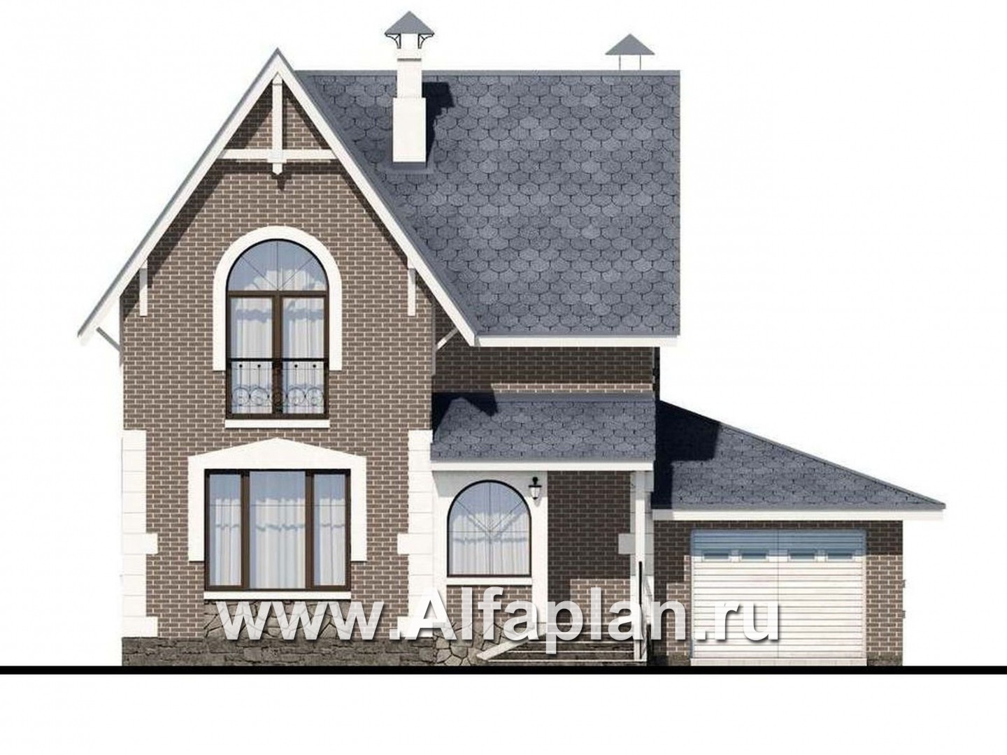 Проекты домов Альфаплан - Дом из газобетона «Оптима» - изображение фасада №1
