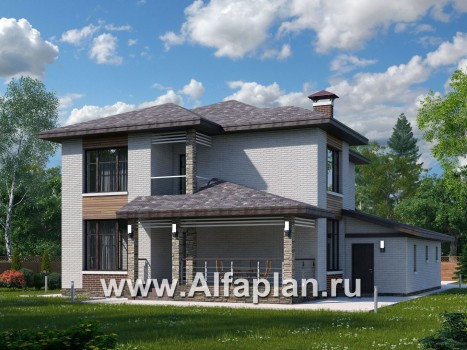 Проекты домов Альфаплан - «Эридан» - современный стильный дом с террасой и гаражом - превью дополнительного изображения №1