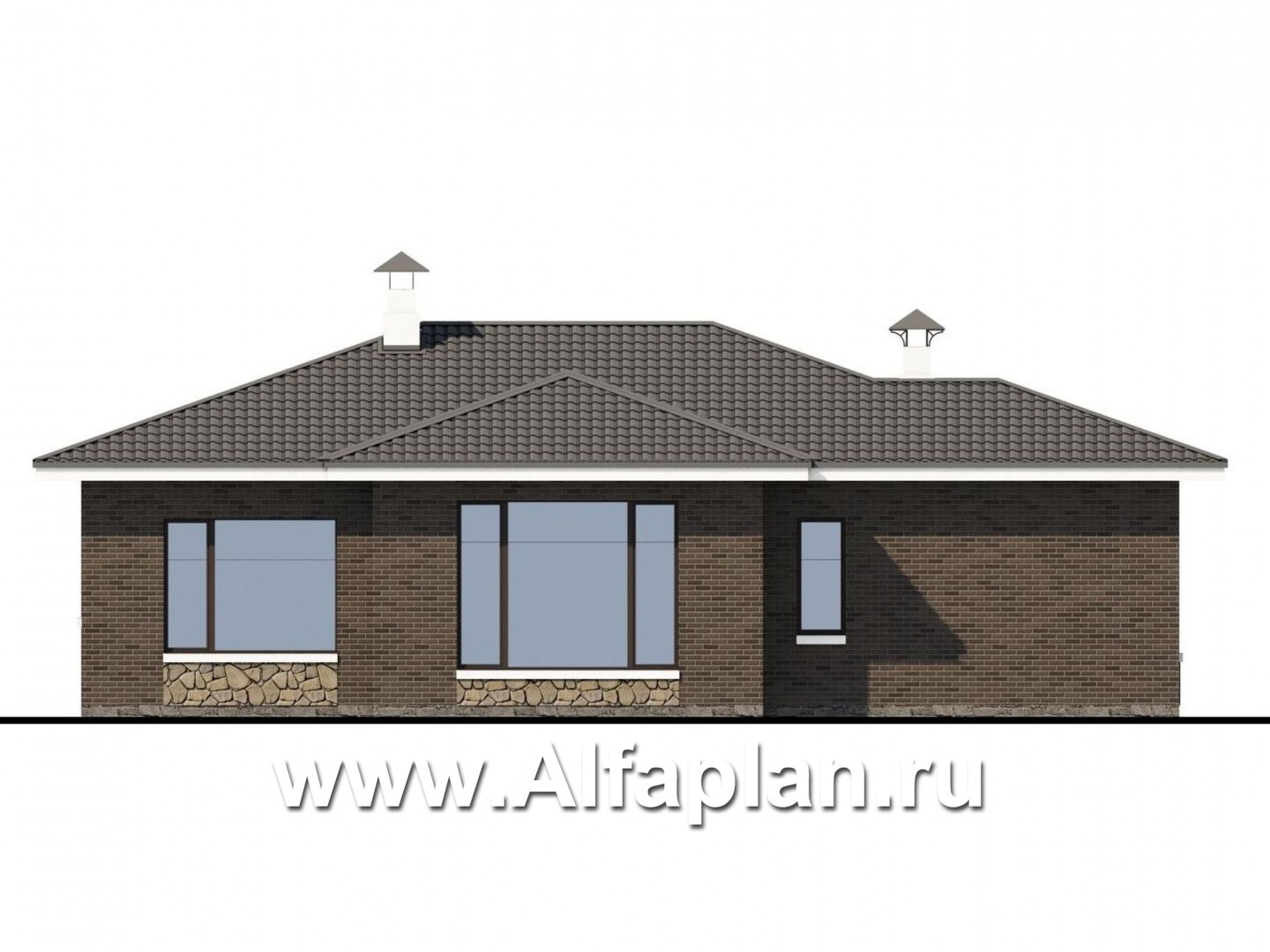 Проекты домов Альфаплан - «Талия» - современный одноэтажный коттедж с террасой - изображение фасада №4