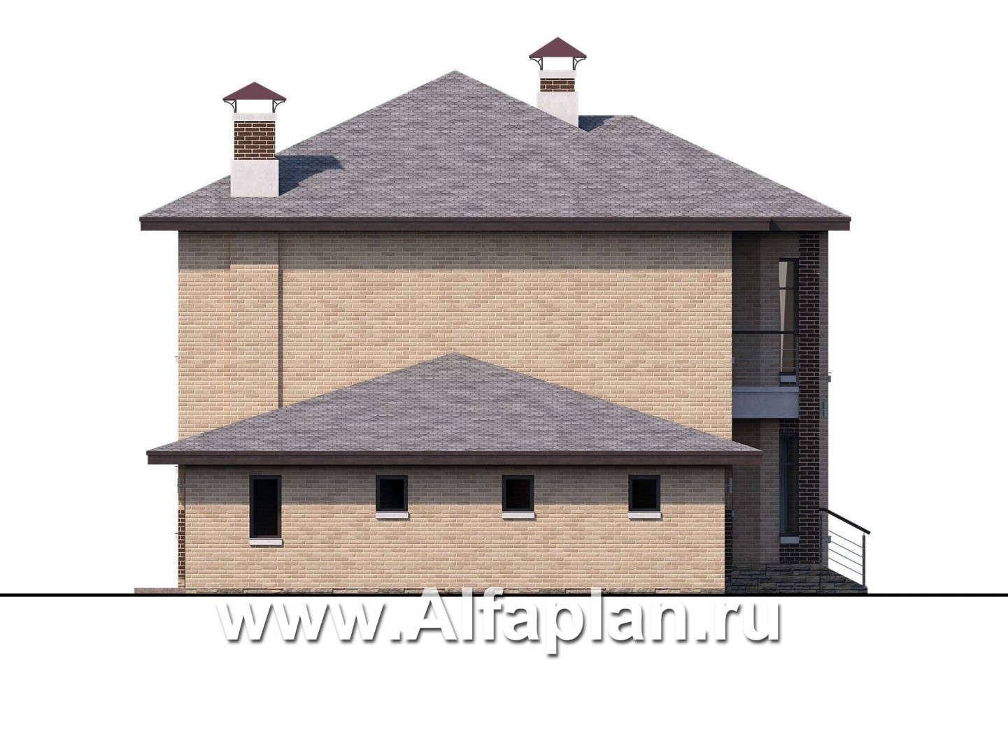 Проекты домов Альфаплан - «Статус» - современный комфортный дом с гаражом и террасой - изображение фасада №3