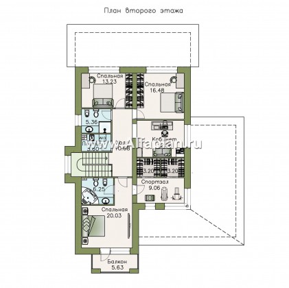 Проекты домов Альфаплан - «Новый поворот» - комфортный двухэтажный дом с гаражом - превью плана проекта №2